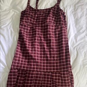 Hollister Burgundy Plaid Smocked Dress